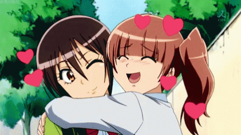 cute anime hug